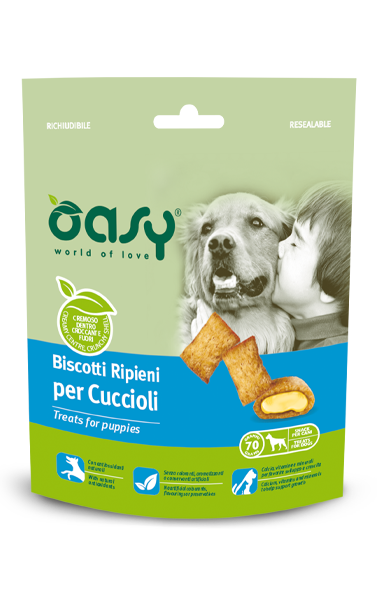 Oasy Biscotti Ripieni per Cuccioli al Pollo 70g - Snack Nutrienti per la Crescita Oasy Biscotti Ripieni per Cuccioli al Pollo 70g - Snack Nutrienti per la Crescita